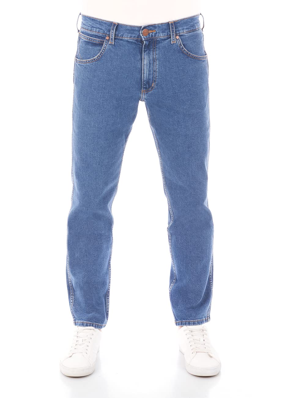 Wrangler Herren Jeans Greensboro Regular Fit Jeanshose Hose Denim Stretch Baumwolle Blau Schwarz W30
