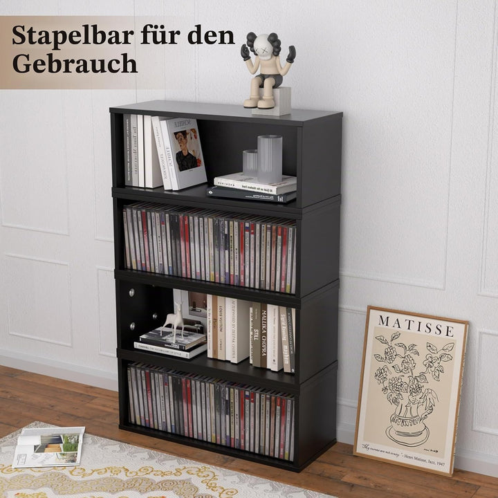 MayRecords CD-Aufbewahrungsregal, stapelbar, für 35 CDs für Medien-Regal, Aufbewahrung und Organisat