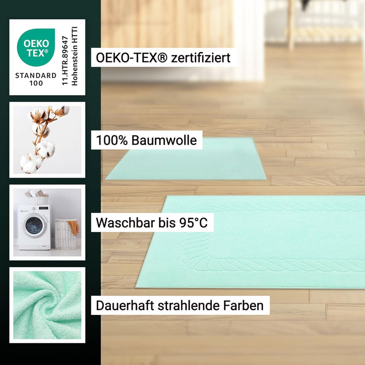 ZOLLNER 2er Set Badematten - weiche und saugstarke Duschvorleger - waschbar bis 95°C - Baumwolle - 5