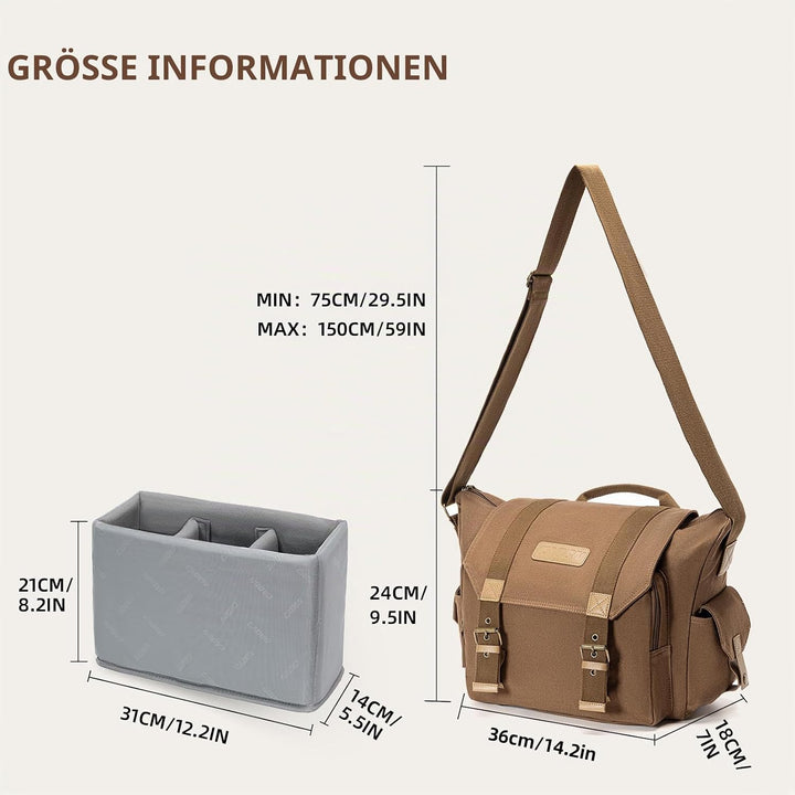 CADeN Kameratasche, Foto Travel Compact Leinwand Vintage Schultertasche Kamera Bag mit Gepolsterter