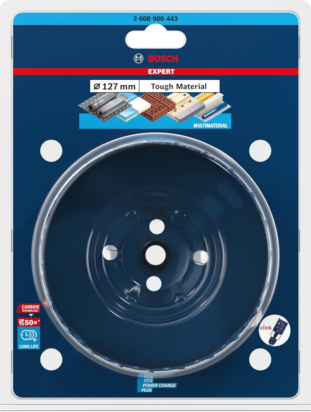 Bosch Professional 1x Expert Tough Material Lochsäge (für Holz mit Metall, Ø 127 mm, Zubehör Schlagb