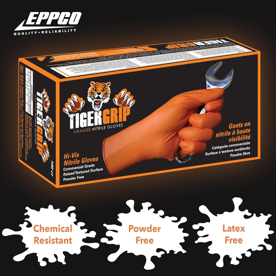 Kunzer Nitril-Einweghandschuhe Orange Tiger Grip Grösse M (Dispenser mit 100 Stück)