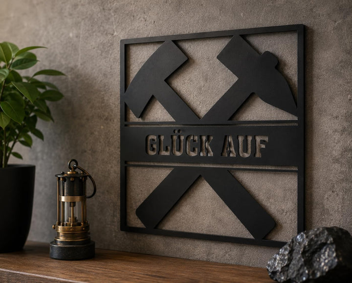 Megafuchs Wanddekoration Wandrelief Ruhrpott GLÜCK AUF Wandrelief Wanddekoration Metallbild Zeche Ge
