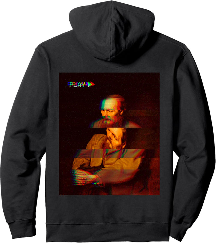 Fjodor Dostojewski Retro-Videoband-Glitch Pullover Hoodie