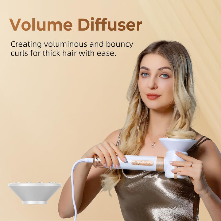 UKLISS Airstyler Pro, 7 in 1 Haartrockner & Hair Styler Set mit Auto-Wrap-Lockenstab, Rundbürstenföh