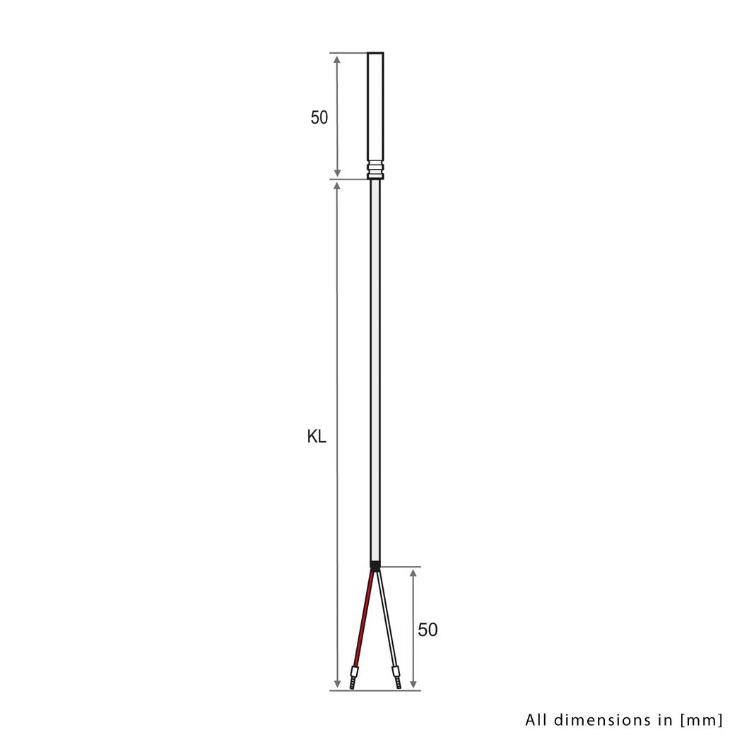 iOVEO 038HT01202 - PT100 - Kabelfühler/Temperaturfühler mit Teflon-Anschlussleitung (PTFE) bis 250°C
