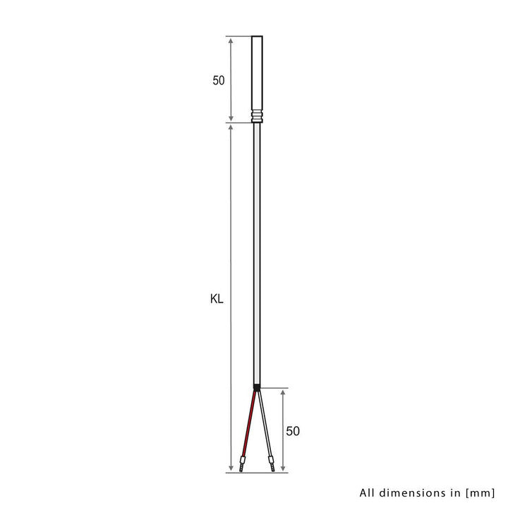 iOVEO 038HT01202 - PT100 - Kabelfühler/Temperaturfühler mit Teflon-Anschlussleitung (PTFE) bis 250°C