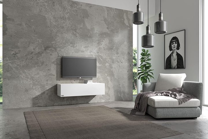 Wuun® TV Lowboard TV Board hängend I 100cm-280cm I Hängeschrank Wohnwand/Somero Weiss-Matt I 100cm 1