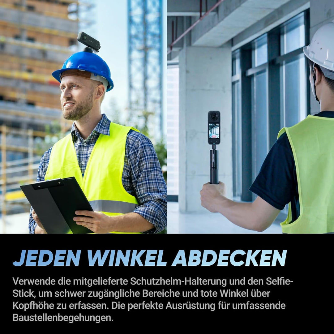 Insta360 X4 Baustellen-Bundle Selfie-Stick - 360°-Baustellen-Kamera, 8K 30 fps 360°-HDR-Videos, 72 M