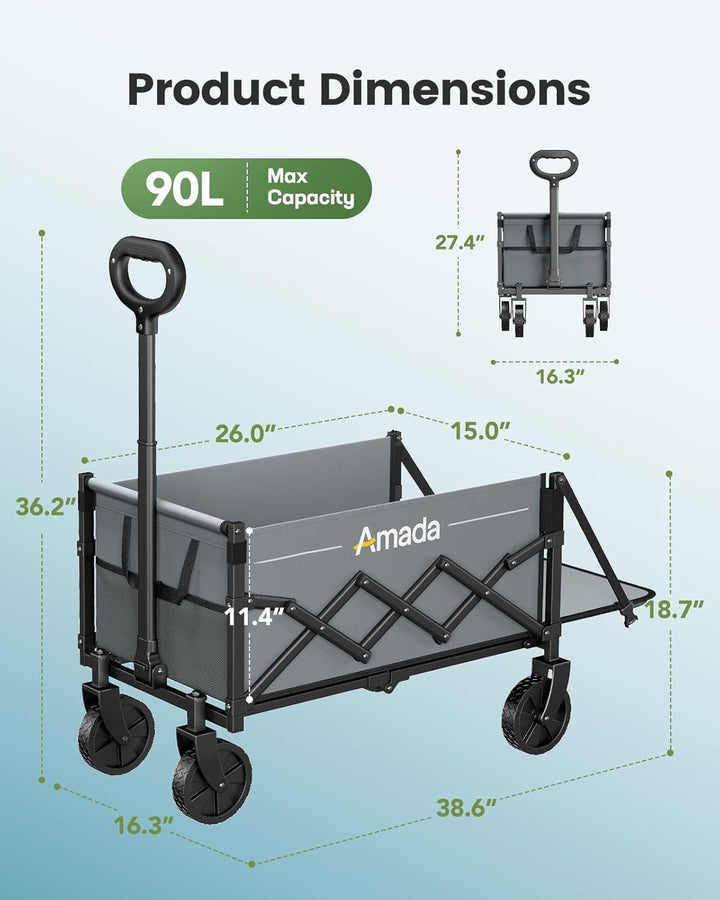 AMADA HOMEFURNISHING Bollerwagen faltbar, klappbarer Bollerwagen mit Maximalbelastung 163kg & Speich