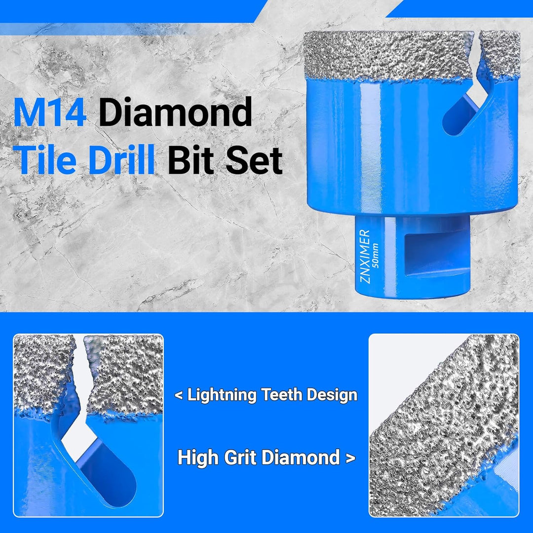 Diamant Fliesenbohrer Set - 8 Teilig 20/35/40/50/68mm Diamantbohrer mit 20mm und 50mm Fingerfräser e