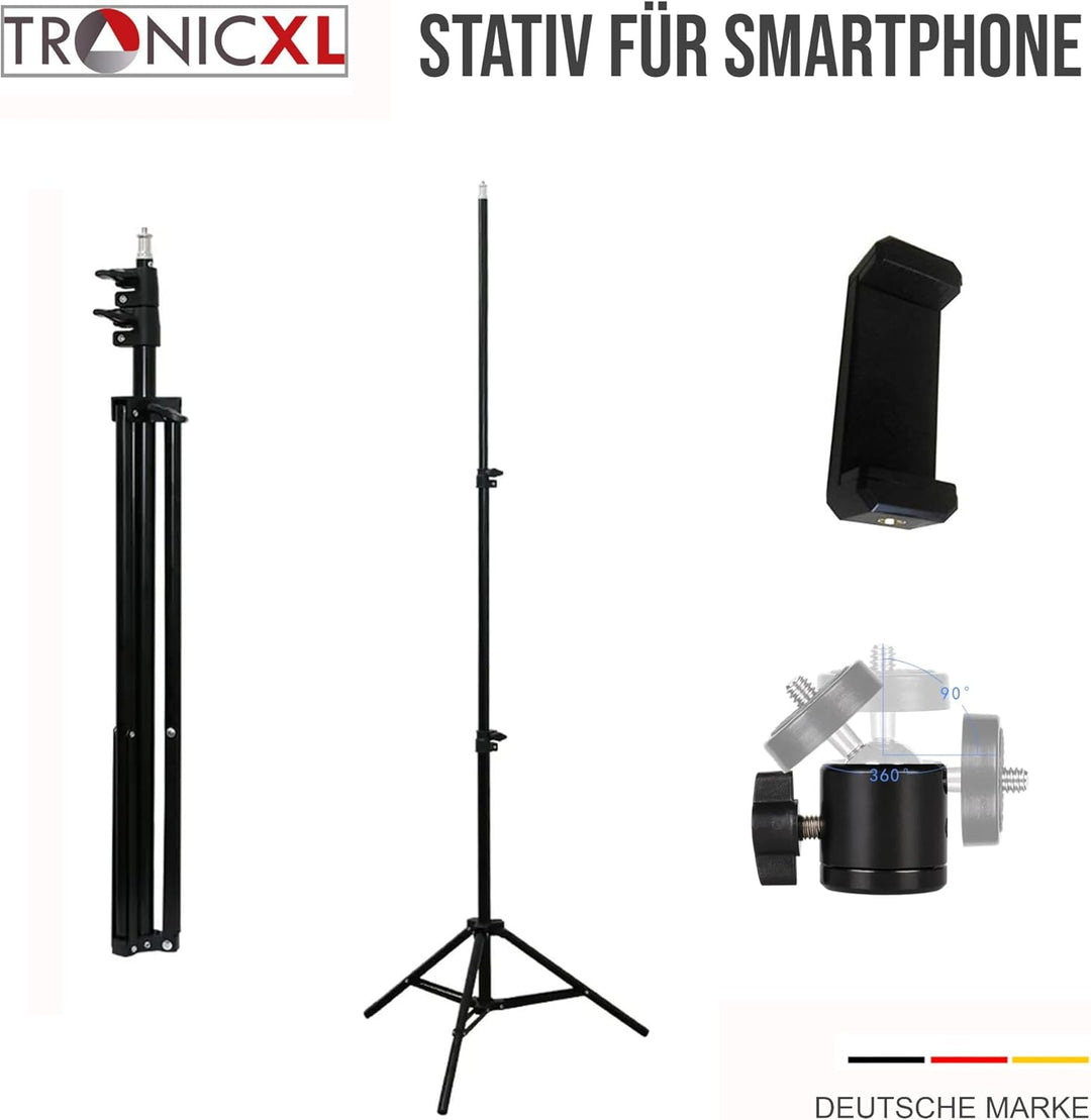 210cm Stativ Ständer kompatibel mit Apple iPhone Smartphone Handy Samsung Galaxy Bodenständer I 2,1m