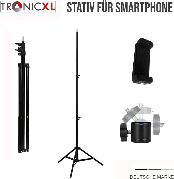 210cm Stativ Ständer kompatibel mit Apple iPhone Smartphone Handy Samsung Galaxy Bodenständer I 2,1m