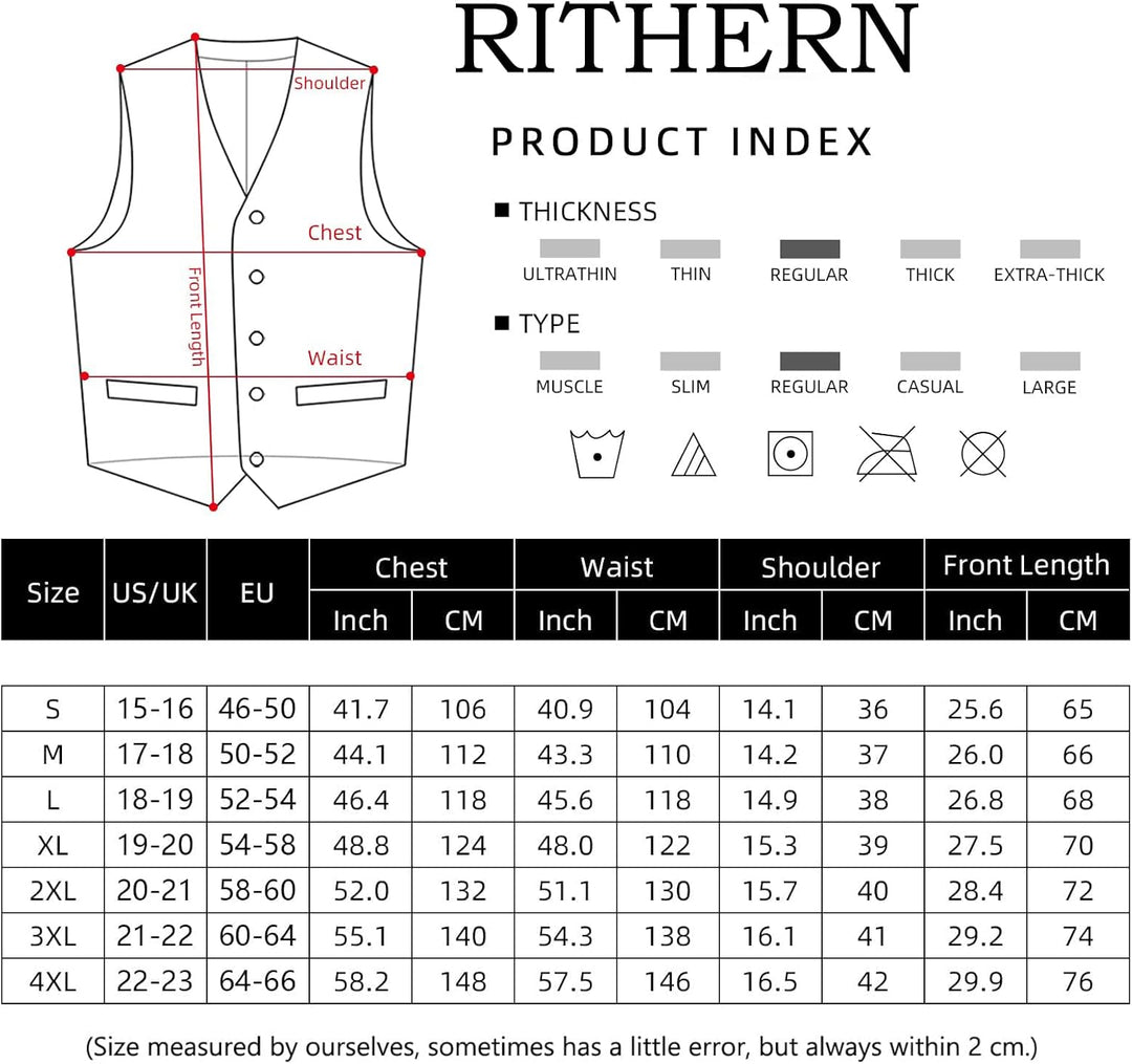 Rithern Herren Weste Paisley Floral Jacquard Seide Krawatte Einstecktuch Taschentuch Set mit Mansche