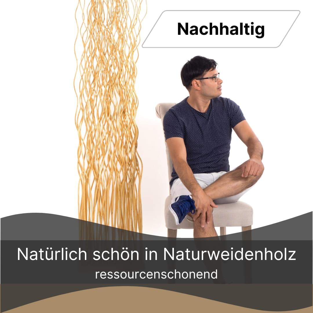 Weiden RAUMTEILER Wave | Weidenholz, 170x40cm (HxB) | Paravent aus Weidenzweigen, Raumtrenner, Stell