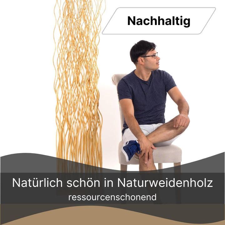 Weiden RAUMTEILER Wave | Weidenholz, 170x40cm (HxB) | Paravent aus Weidenzweigen, Raumtrenner, Stell