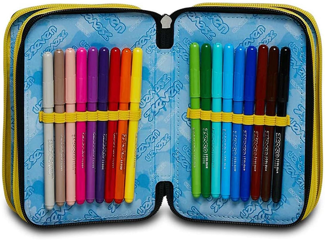 Seven Federmäppchen, Mäppchen, Mehrfarbig, Federtasche für Schreibwaren, Etui mit Stiften, Kugelschr