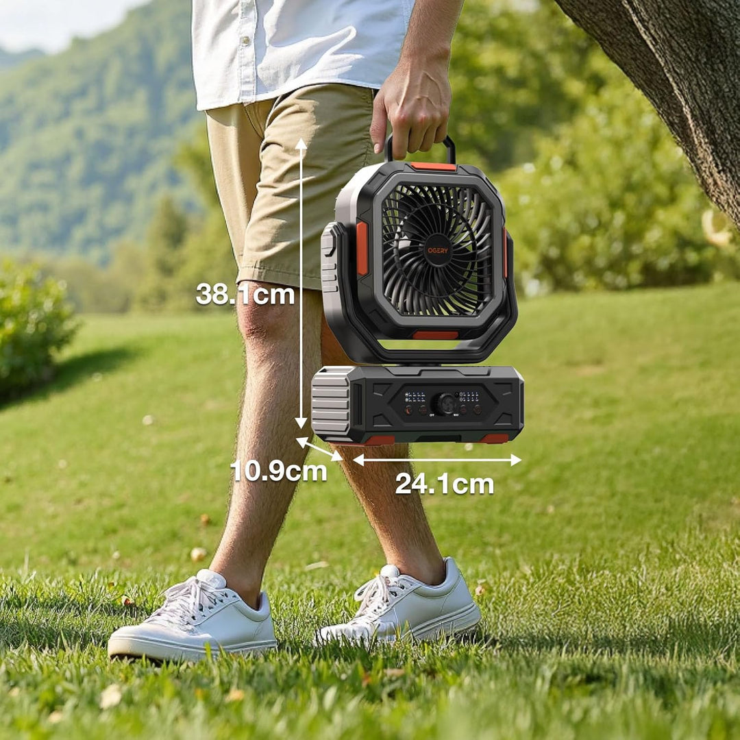OGERY 2025 Camping Ventilator tragbar mit Akku, 20000mAh Battery, Starke Luftleistung mit Stufenlose