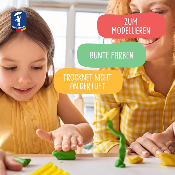 Feuchtmann JUNiORKNET Maxi | Knetset 14 x 35g weiche Kinderknete in Stangen | vegane glutenfreie Spi