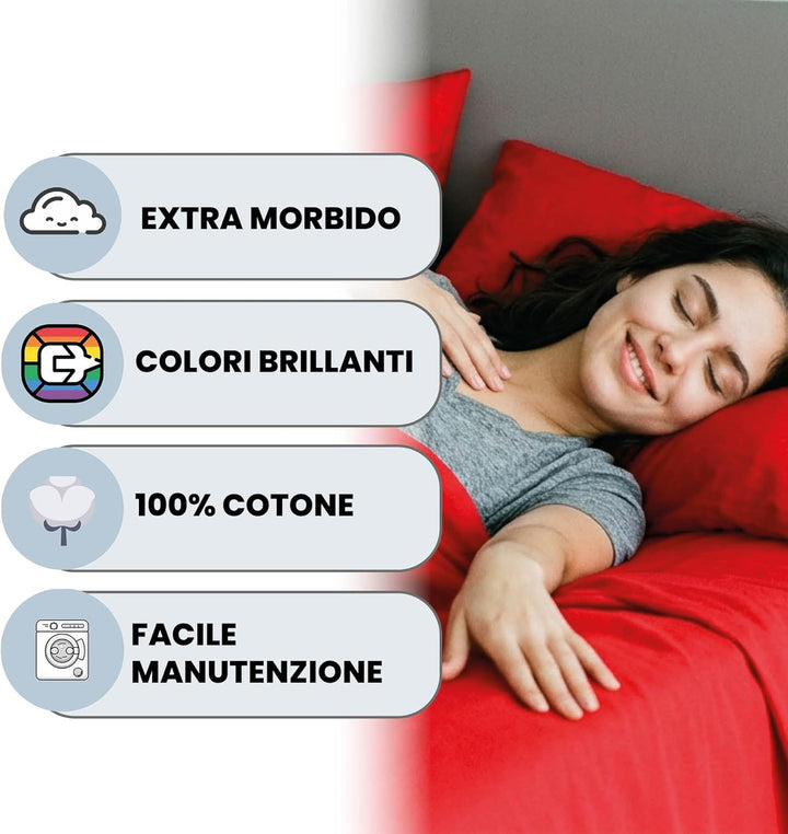 Italian Bed Linen Max Color Bettwäsche-Set, Rot, Doppelte, Rot