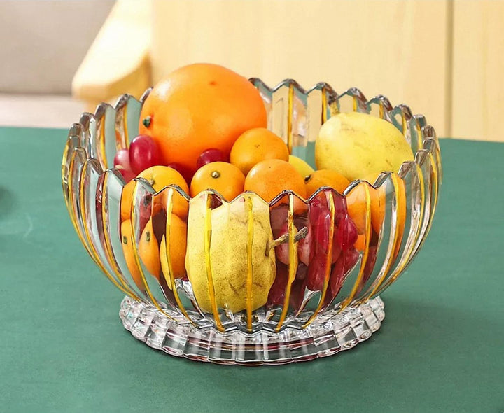 Handbemalte runde Kristallglas-Obstschale mit Fuss, 22,1 cm Durchmesser, elegante dekorative Obst-/S