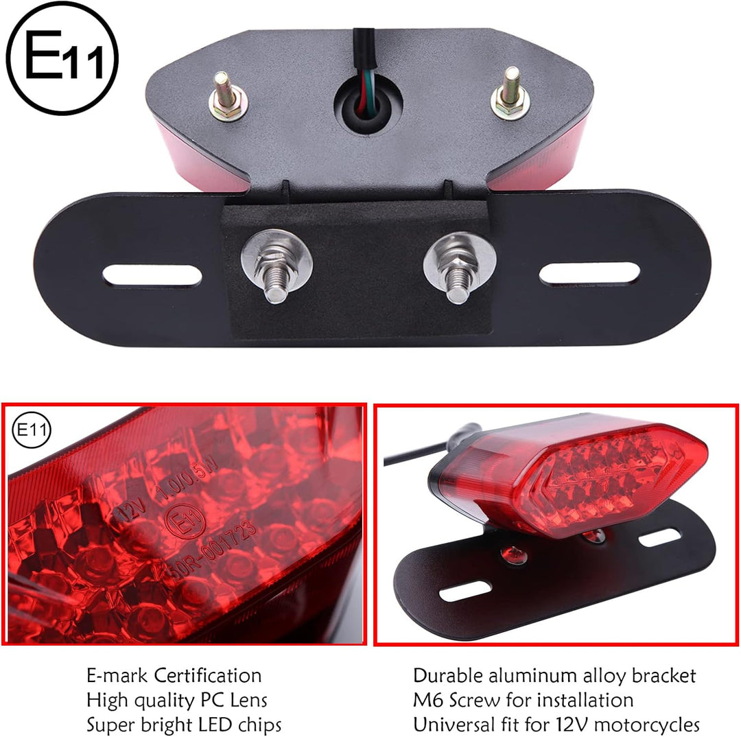 JMTBNO Motorrad 20 LED Rücklicht Bremslicht Blinker Kennzeichenbeleuchtung mit Halterung E-geprüft U