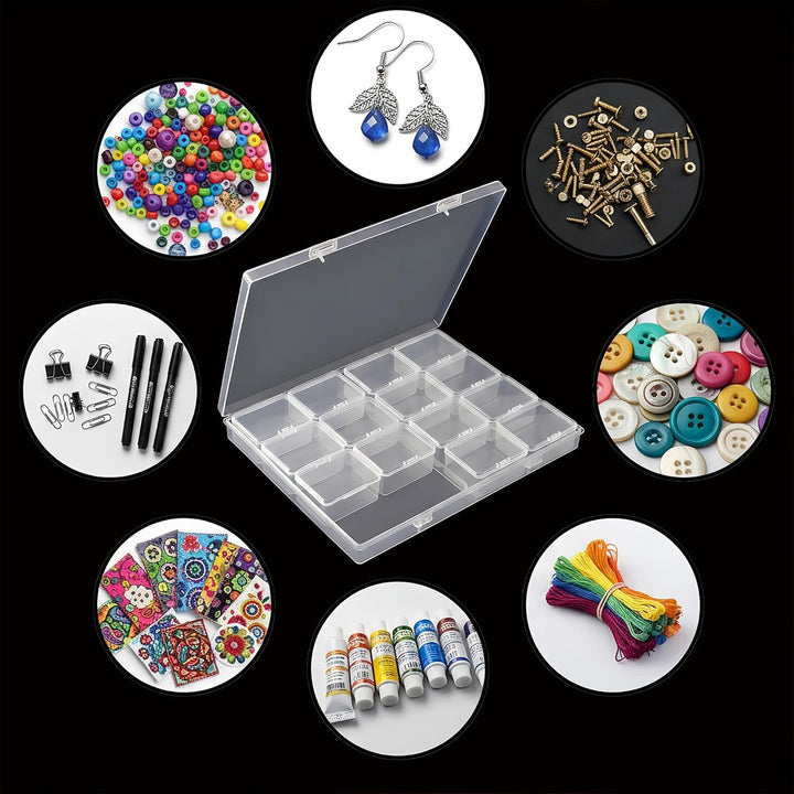 LJY 17 Stück Aufbewahrungsbox Plastikbox mit Deckel (1 Gross + 16 Klein) – Transparente Sortierbox f