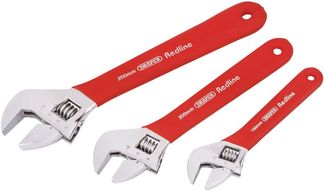 Draper Redline 67634 weicher, verstellbarer Schraubenschlüssel-Set (3-teilig) mit weichem Griff, mit