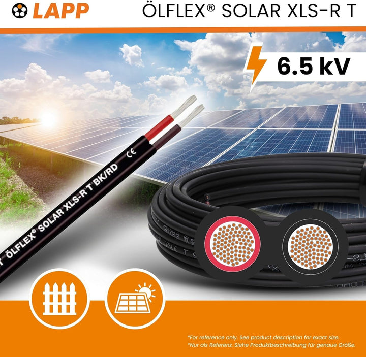 LappKabel 10m Bund Lapp ÖLFLEX SOLAR XLS-R T 2X2,5mm² BK/RD Solarkabel Zwillingsleitung 10m 2x2.5mm²