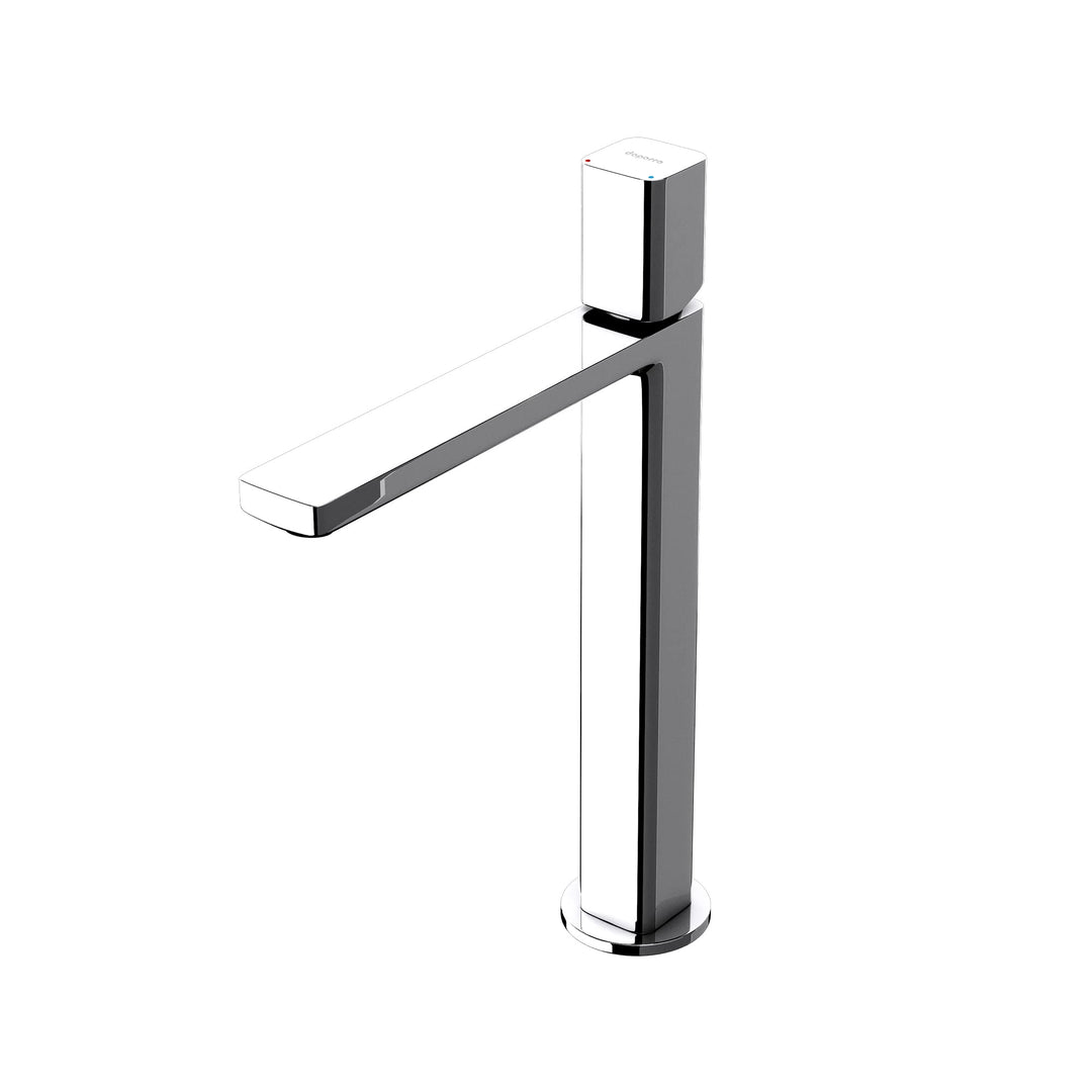 Mai & Mai Wasserhahn Bad Waschtischarmatur eckiges Design Badarmatur Silber Chrom 30,9cm hoch Wascht