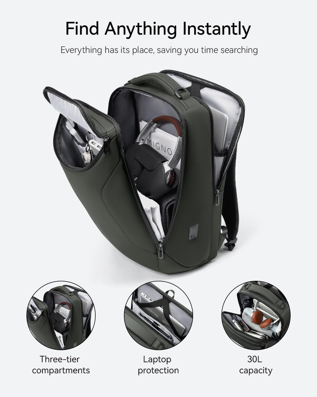 MARK RYDEN Grosse Kapazität Laptop Rucksack mit 17.3 Zoll/15.6 Zoll für Männer Multifunktionsrucksac