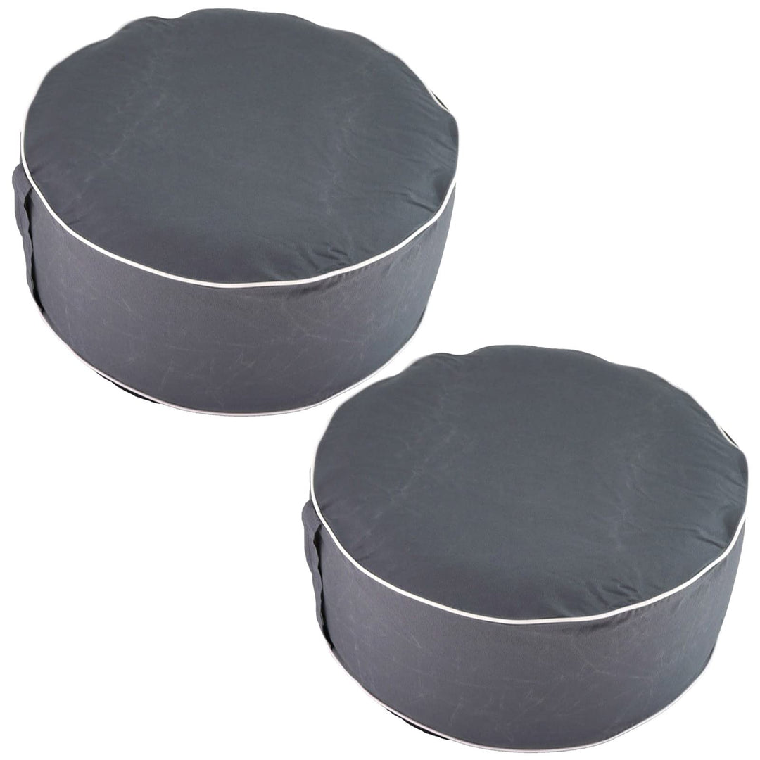 2er Set Aufblasbarer Pouf Sitzhocker Outdoor Sitzpouf 54 x 26 cm Sitz Hocker Polyester Sitzsack Grau