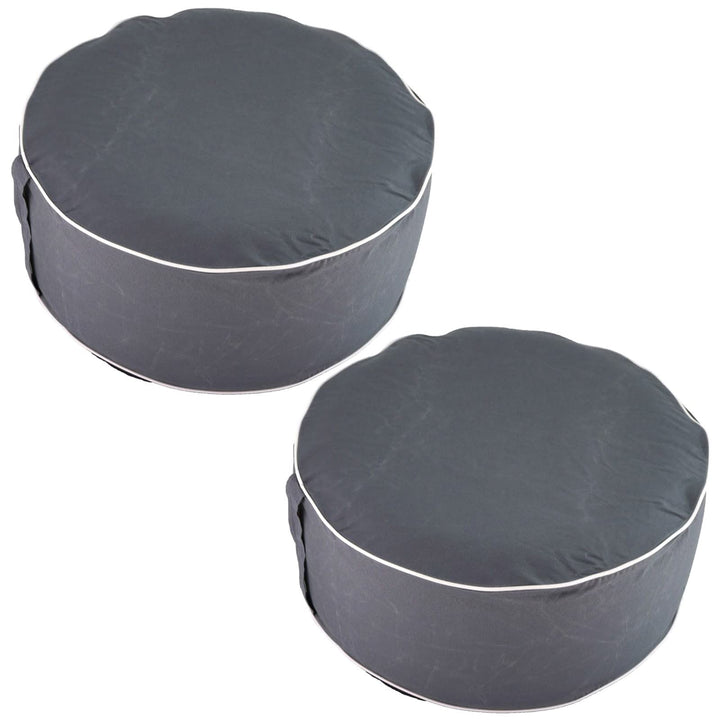 2er Set Aufblasbarer Pouf Sitzhocker Outdoor Sitzpouf 54 x 26 cm Sitz Hocker Polyester Sitzsack Grau