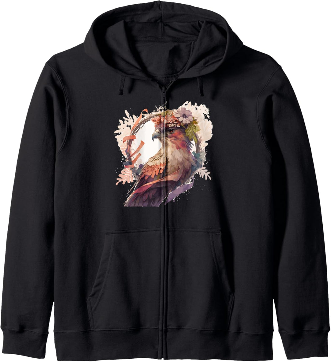 Birds Of Prey Kite Vogelblumenkrone mit Blumenmotiv Kapuzenjacke