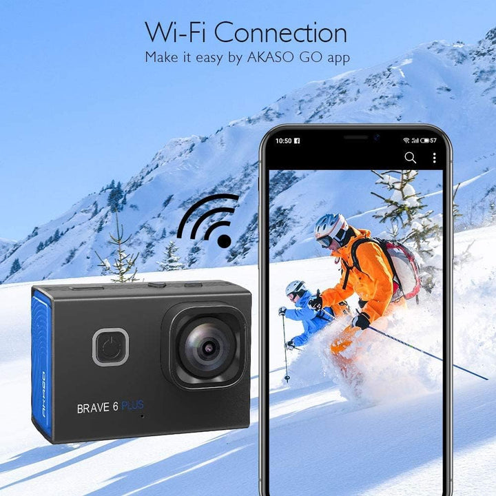 AKASO Action Cam 4K30FPS 20MP WiFi Actionkamera mit Touchscreen EIS 4X Zoom Fernbedienung 40m Unterw
