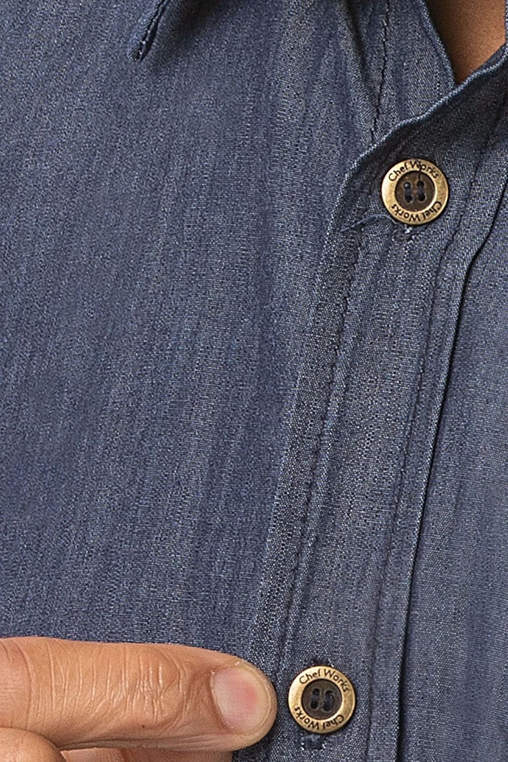 Chef Works B074-M Detroit Denim-Kurzarmhemd, Grösse M, Blau