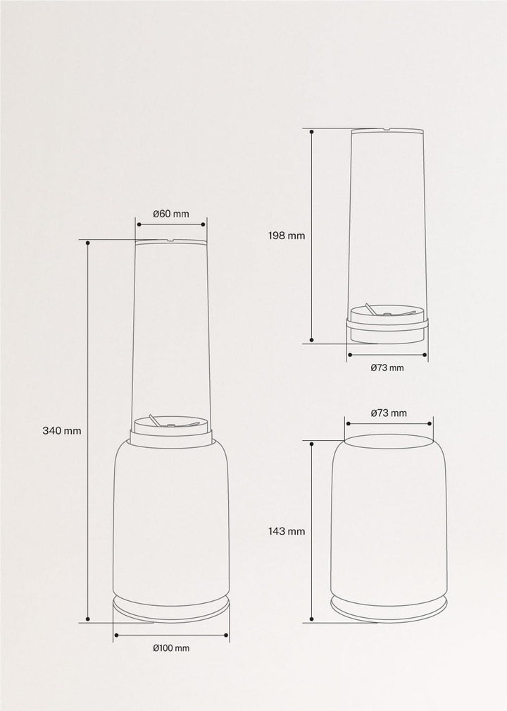 CREATE/MOI/Standmixer Mokka/Mixer für Smoothies und Milchshakes, 400ml Glas, BPA-frei, tragbar, Edel