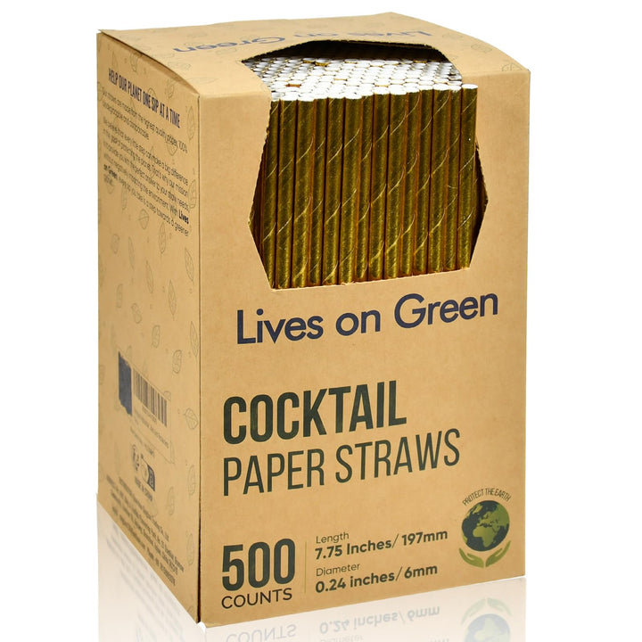 19,7 x 0,6 cm Einweg Trinkhalme aus Goldenem Papier 500 Stück für Cocktails, Hochzeiten, Partys, Sta