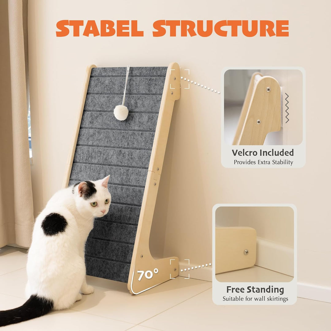PETKARAY Filz Katzenkratzbrett in L-Form, Kratzmatte & Kratzrampe, Kratzsäule ohne Steckverbindung m