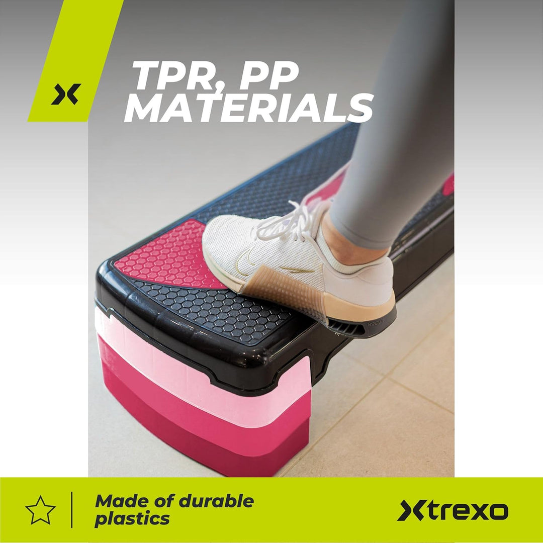 TREXO Aerobic Step 78 x 30 cm Für Cardio- und Fitnesstraining Höhenverstellbar 10-20 cm Langlebig au