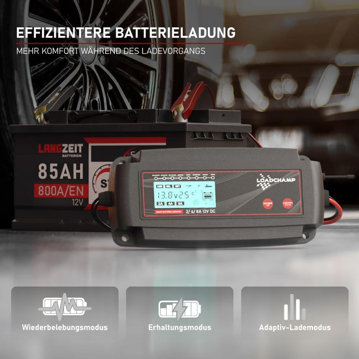 Loadchamp LC-800 Automatik Batterie Ladegerät 2A/4A/8A 12V Batterie-ladegerät Akku, 8A 12V