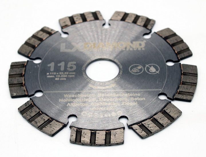 LXDIAMOND Diamant-Trennscheibe 115mm x 22,23mm Premium Laser Diamantscheibe Betonscheibe für Stein B