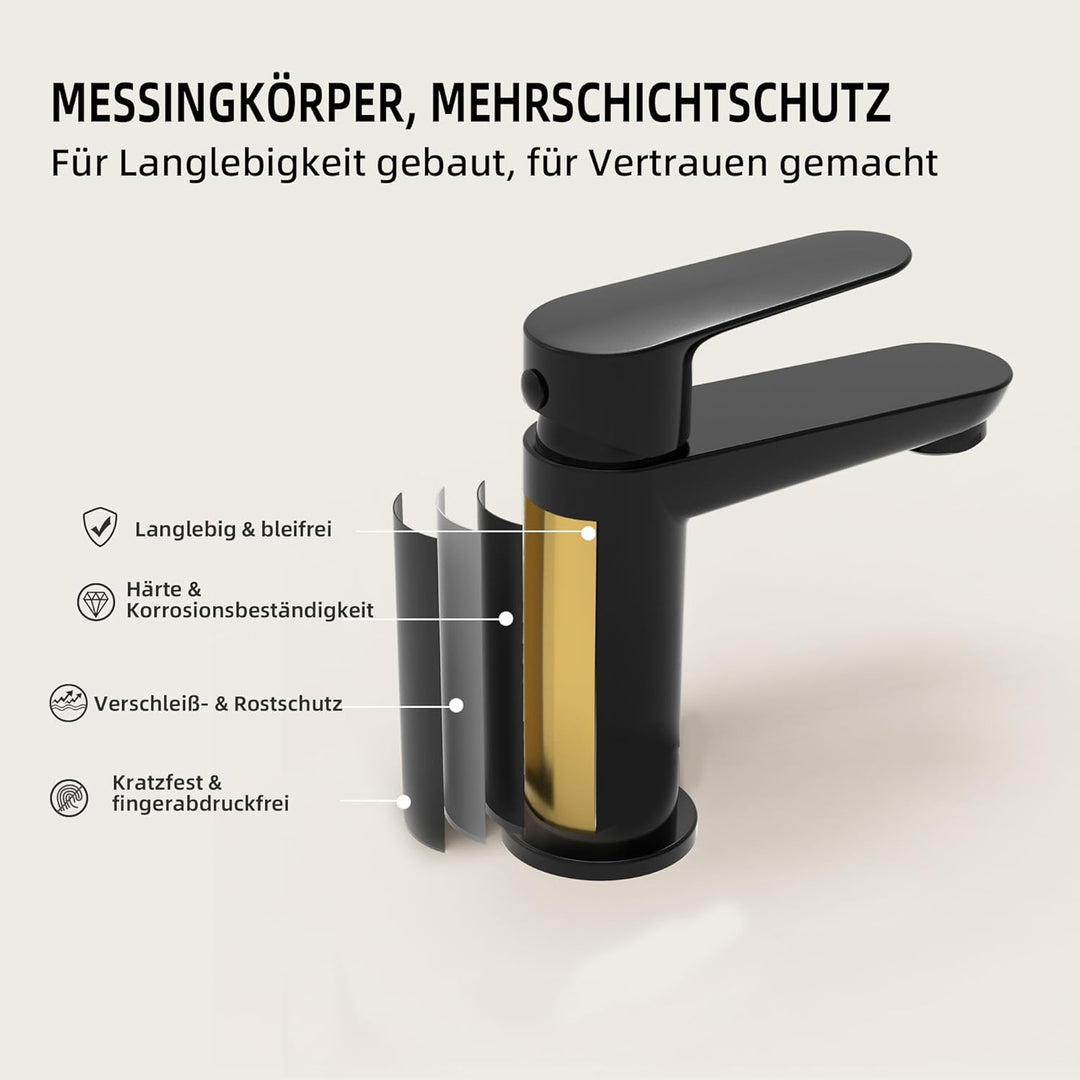 BELZ Wasserhahn Bad, Einhebel-badarmatur, Armatur Badezimmer, Mischbatterie Bad, Höhe 85 mm, Energie