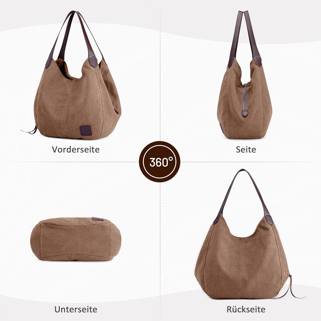 DIRRONA Mode Damen Canvas Handtasche Damen Canvas Schultertasche Canvas Tragetasche Leicht Sanft Han