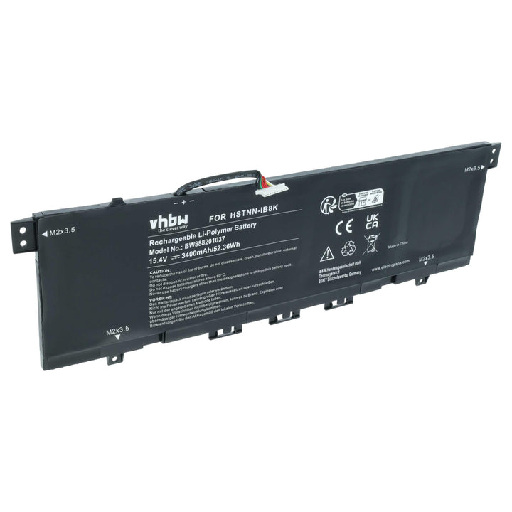 vhbw Akku kompatibel mit HP Envy 13-AH1004TX(5HS48PA), 13-AH1005TU Notebook (3400mAh, 15,4V, Li-Poly