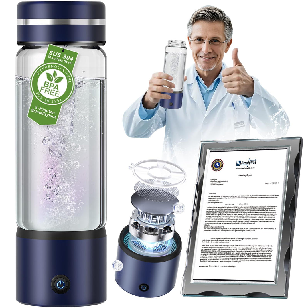Hochwertige Wasserstoff Wasserflasche【24h stabile H₂-Aktivität & SPE-Technologie】【SilberTec 360° – 9