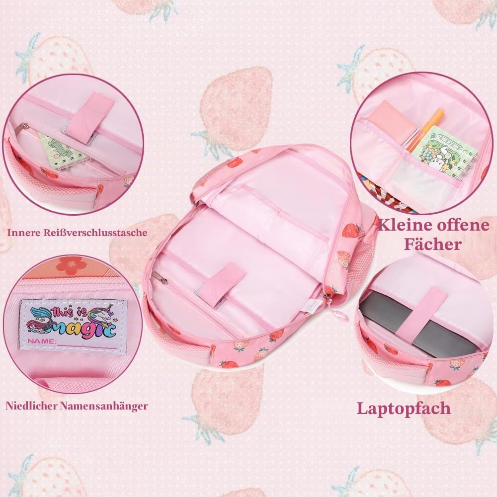 Schulrucksack Kinder Mädchen Grundschule Schultaschen Sets für Mädchen Kinderrucksack Daypack Gross