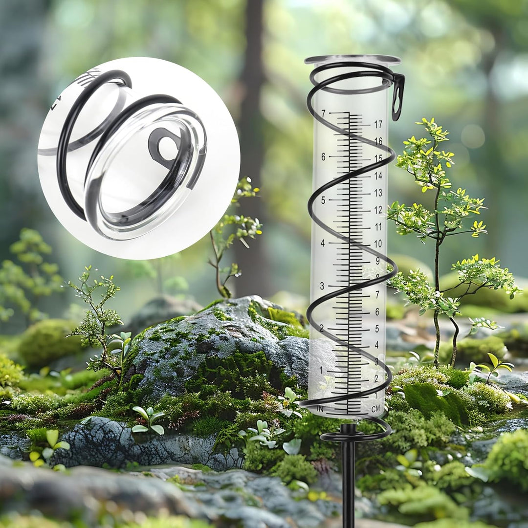 17cm Regenmesser für Garten Frostsicher - Outdoor Regenmesser Glas Regenwassermesser Niederschlagsme