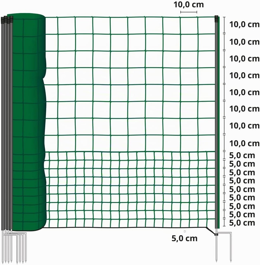 VOSS.farming Zaun Netz Kit, Nicht elektrisch, 50 m Länge und extra hohe 125 cm, einfachen Zugang Sys