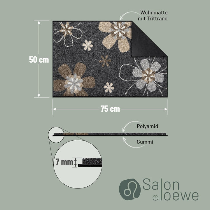 Salonloewe Fussmatte waschbar Florentina 50x75 cm Eingangs-Matte Fussabtreter Blumen Design Sauberla